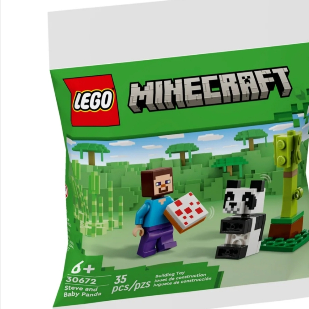 NIB LEGO MINECRAFT STEVE AND BABY PANDA # 30672